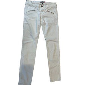 CAbi Womens Jeans Skinny Ankle 5306 Light Wash Moto Zipper Low Rise White Size 2